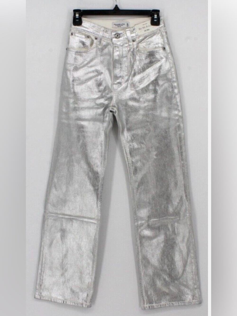 Zara The Boy Boy Fit Sz 4 Painted Distressed Metallic Silver Jeans | GUC